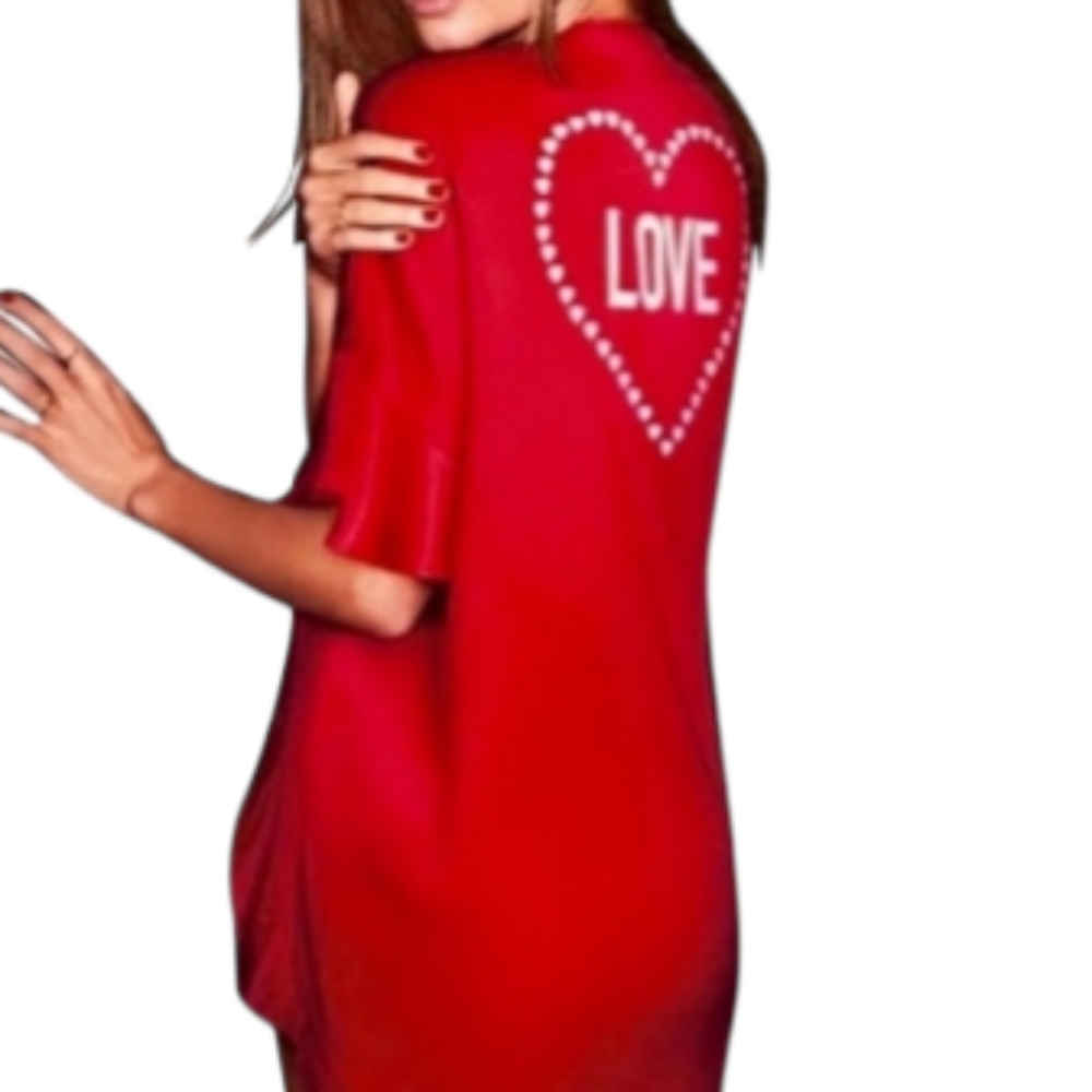 Victoria's Secret Red Kimono Robe Sleepwear Tie Front Ruffle One Size